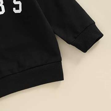 wdehow Infant Toddler Baby Boy 2Pcs Outfits Long Sleeve Letters Print Pullover Tops + Drawstring Pants Set Fall Winter Clothes (Black, 2-3 Years)