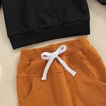 wdehow Infant Toddler Baby Boy 2Pcs Outfits Long Sleeve Letters Print Pullover Tops + Drawstring Pants Set Fall Winter Clothes (Black, 2-3 Years)