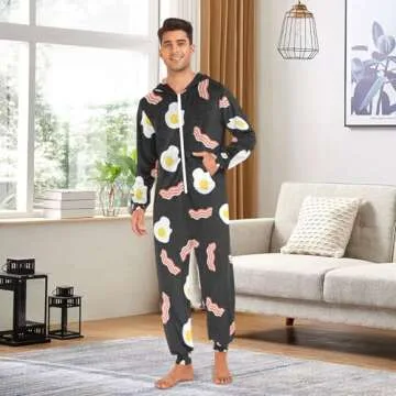 Comfy Exnundod Fried Eggs Bacon Onesies for Adults Unisex