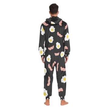 Comfy Exnundod Fried Eggs Bacon Onesies for Adults Unisex