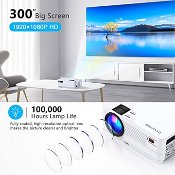 Dxyiitoo Native 1080P Projector with WiFi & Bluetooth