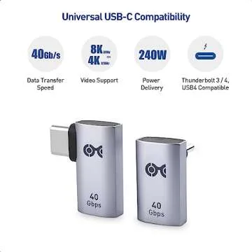 Cable Matters Combo-Pack 40Gbps Right Angle USB-C Adapter Kit, Up to [4K@240Hz Video, 240W Charging, 40Gbps Data Transfer] 90 Degree USB C Adapter, Compatible with Thunderbolt 4, iPhone 16, Steam Deck