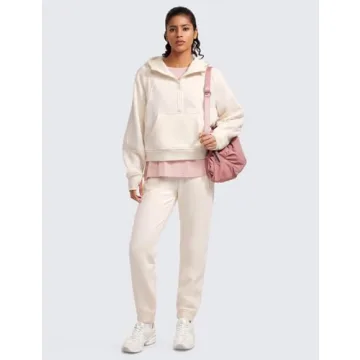 CRZ YOGA Women's Fleece Lined Half Zip Hoodie - Luxe Comfort