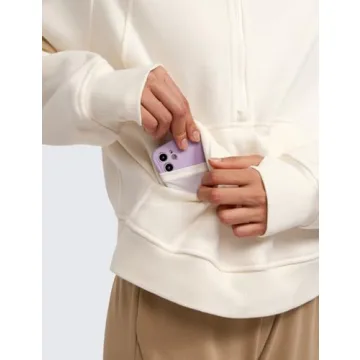 CRZ YOGA Women's Fleece Lined Half Zip Hoodie - Luxe Comfort