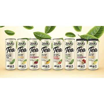 Zevia Organic Sugar Free Iced Tea, Caffeine Free Hibiscus Tea Passionfruit, 12 Ounce Cans (Pack of 12)