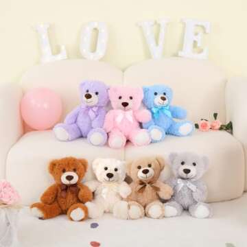 MorisMos Bulk Teddy Bear Stuffed Animals Plush Toy,7-Pack Teddy Bear for Baby Shower,14‘’ Teddy ...