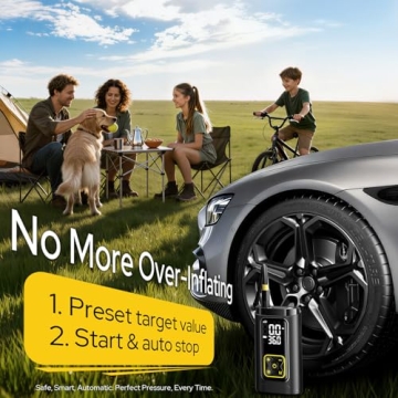 COSYTRIP Tire Inflator Portable Air Compressor for Car Tires, 150PSI Digital Tire Pump with Gauge, LED Light, Auto Shut-Off, Fast Bike Air Pump for Car Tires, Motorcycle, Bike, Balls, Emergency Use