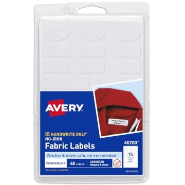 Avery No-Iron Fabric Labels 45 Washer-Safe Waterproof Labels