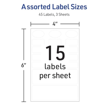 Avery No-Iron Fabric Labels 45 Washer-Safe Waterproof Labels
