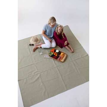 SONDER Leather Multipurpose Mat - Kids Modern Picnic Mat - Waterproof and Sand Proof Beach Blanket - Indoor Outdoor Play Mats - With Carrying Strap for EasyTravel, 80"x80" or 54"x54" (Sage 80" x 80")