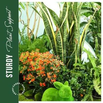 LEOBRO Plant Support Stakes, 4 PCS Plant Stakes, Plant Support, Peony Cages and Supports, Garden Stakes, Plant Holder, Plant Stakes for Outdoor Plants, Peony Hydrangea Support Cage, 9.8" W x 15.7" H