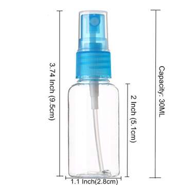 SINIDE 30 ml/1 oz Spray Bottles 4 Pack - Leakproof Mini Travel Sprayers