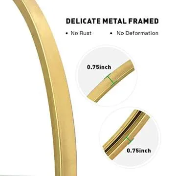 ZENIDA Round Wall Mirror,24-inch Large Circle Mirror,Gold Metal Framed Wall-Mounted Bathroom Mirror,Decorative Round Mirror for Bathroom Decor,Vanity Bedroom,Living Room,Entryway