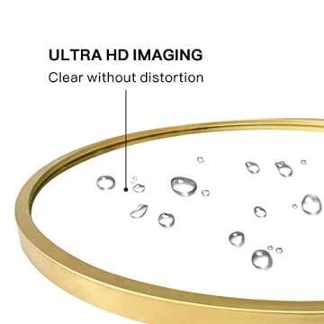 ZENIDA Round Wall Mirror,24-inch Large Circle Mirror,Gold Metal Framed Wall-Mounted Bathroom Mirror,Decorative Round Mirror for Bathroom Decor,Vanity Bedroom,Living Room,Entryway