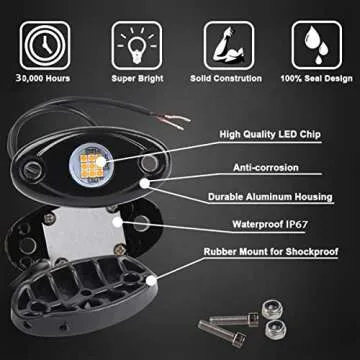 White LED Rock Lights - 12V Neon Underglow Underbody Kit for All Vehicles