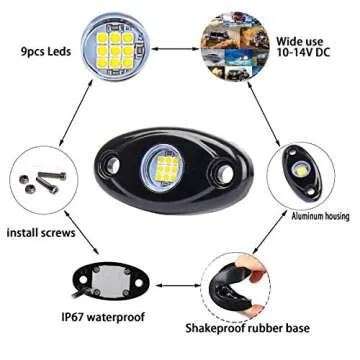 White LED Rock Lights 12V Waterproof Neon Underglow Kit