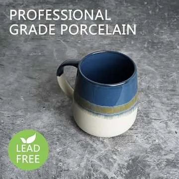 Bosmarlin Extra Large Ceramic Coffee Mug, 23 Oz, Dishwasher and Microwave Safe, Oversized Big Tea Cup for Office and Home (Deep Blue)