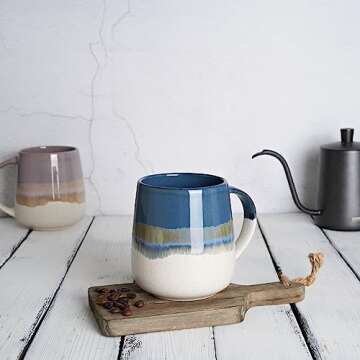 Bosmarlin Extra Large Ceramic Coffee Mug, 23 Oz, Dishwasher and Microwave Safe, Oversized Big Tea Cup for Office and Home (Deep Blue)