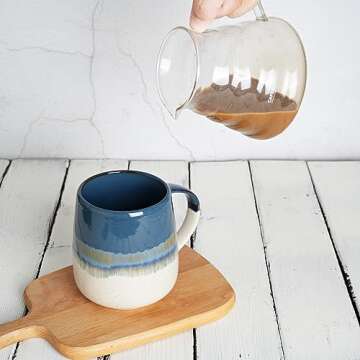 Bosmarlin Extra Large Ceramic Coffee Mug, 23 Oz, Dishwasher and Microwave Safe, Oversized Big Tea Cup for Office and Home (Deep Blue)