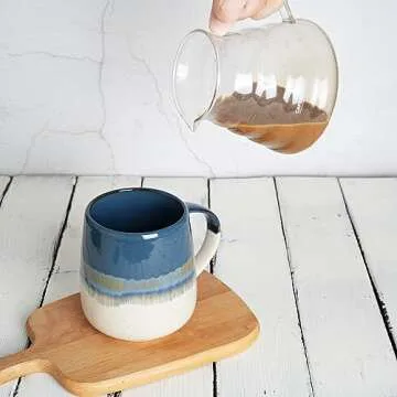 Bosmarlin Extra Large Ceramic Coffee Mug, 23 Oz, Dishwasher and Microwave Safe, Oversized Big Tea Cup for Office and Home (Deep Blue)