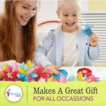Kids Origami Flower Craft Kit with Decorative Charms