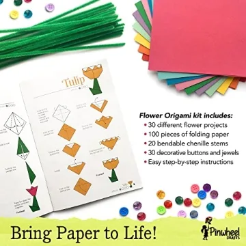 Kids Origami Flower Craft Kit with Decorative Charms