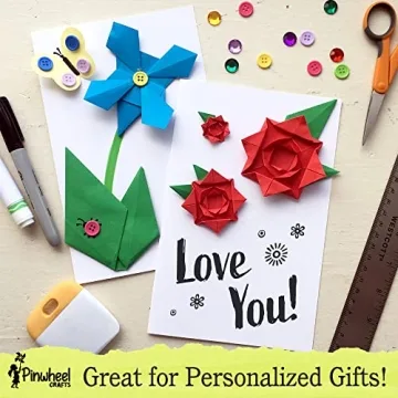 Kids Origami Flower Craft Kit with Decorative Charms