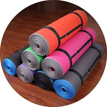 Fitvids All-Purpose 2/5-Inch (10mm) Extra Thick High Density Anti-Slip Exercise Pilates Yoga Mat with Carrying Strap, Pink