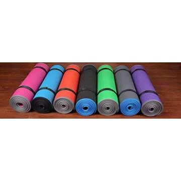 Fitvids All-Purpose 2/5-Inch (10mm) Extra Thick High Density Anti-Slip Exercise Pilates Yoga Mat with Carrying Strap, Pink