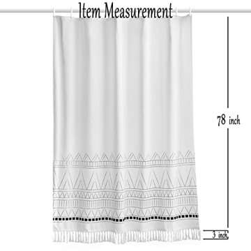 YoKii Extra Long White Boho Shower Curtain with Tassels