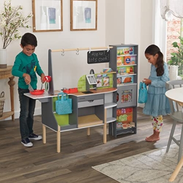 KidKraft Alexa Wooden Kitchen & Market Interactive Play Set