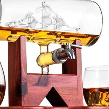 Whiskey Decanter Ship Set - Perfect Gift for Boyfriend