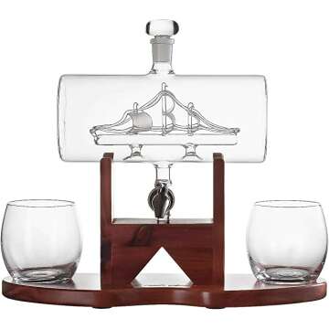 Whiskey Decanter Ship Set - Perfect Gift for Boyfriend