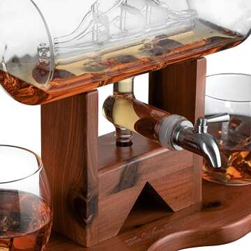 Whiskey Decanter Ship Set - Perfect Gift for Boyfriend