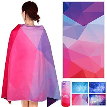 SYOURSELF Microfiber Beach Towel for Travel, 71"x 35",Extra Large Beach Towels,Quick Dry,Super Absorbent, Lightweight Sand Free Towel for Pool, Swim, Water Sports, Gym, Camping,Outdoor,Picnic(Geo)