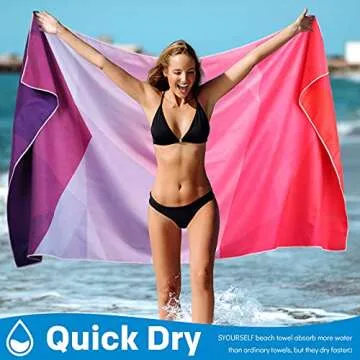 SYOURSELF Microfiber Beach Towel for Travel, 71"x 35",Extra Large Beach Towels,Quick Dry,Super Absorbent, Lightweight Sand Free Towel for Pool, Swim, Water Sports, Gym, Camping,Outdoor,Picnic(Geo)