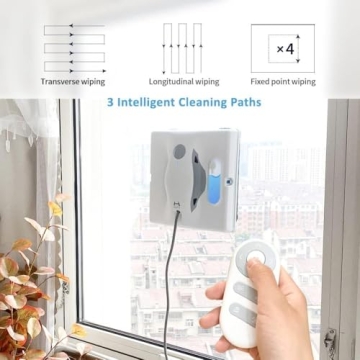 HUTT W8 Window Cleaner Robot with Auto Water Spray, 3800PA Suction Power Automatic Window Cleaning Robot with Anti-Falling Laser Sensor Detection for for Window, Glass, Marble Wall (Square)