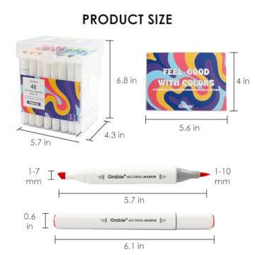 Grabie Alcohol Based Marker with Case and Coloring Book, 48-color Double Tipped Alcohol Markers, Chisel & Brush Alcohol-based Art Marker Set for Adults Coloring Illustration