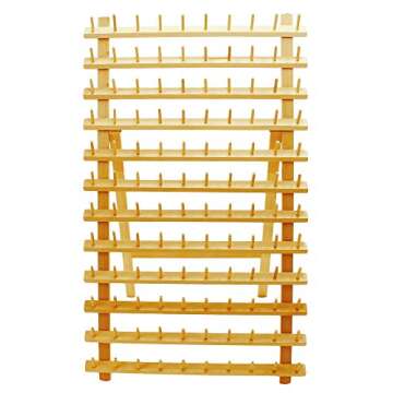 Hardwood 120 Spool Thread Rack with Wall Hanging Hardware for Sewing Quilting Embroidery Threads Mini Cones