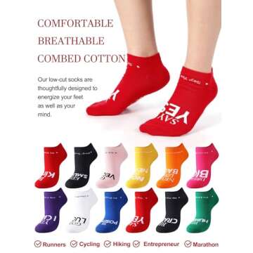 Mepase 12 Pairs Inspirational Athletic Running Socks Golf Low Cut No Show Socks Christmas Running Gifts for Women