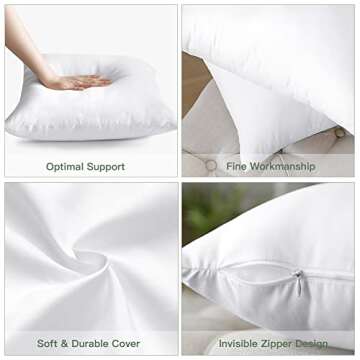 OTOSTAR Pack of 4 Throw Pillow Inserts, 20 x 20 Square Cushion Inner Soft Fluffy Plump Stuffer Cushion Pads White Decorative Pillow Inserts