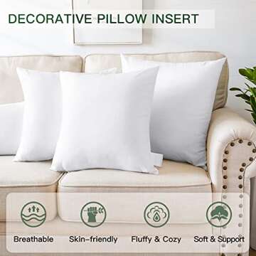 OTOSTAR Pack of 4 Throw Pillow Inserts, 20 x 20 Square Cushion Inner Soft Fluffy Plump Stuffer Cushion Pads White Decorative Pillow Inserts