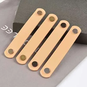 Creation Core 2Pcs Genuine Leather Drawer Pulls Wardrobe Cabinet Knobs with Screw(Bright Chrome Copper Head/Hole Distance:6.30")