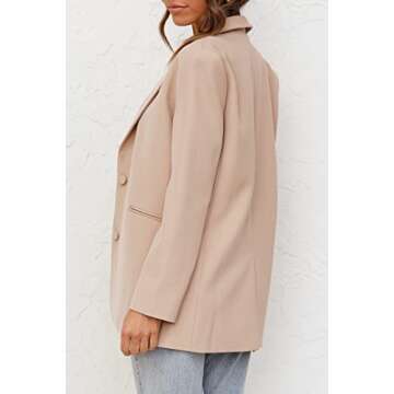 Womens Casual Blazers Long Sleeve Oversized Open Front Business Lapel Button Work Office Jackets Apricot Pink