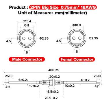 Hysmigor 2 Pin Electrical Connector for Vehicles & LED Lights