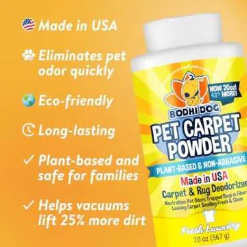 Bodhi Dog Natural Carpet Powder - Dry Pet Smell Eliminator & Urine Odor Remover - Loosens Fur & Dirt - Plant-Based and Biodegradable Room Freshener for Home with Pets - Fresh Laundry (Pack of 2)
