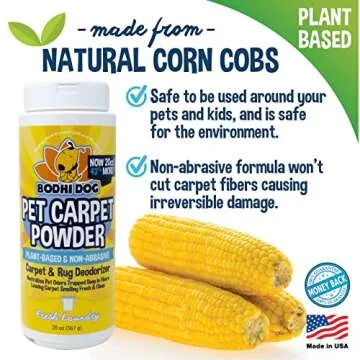 Bodhi Dog Natural Carpet Powder - Dry Pet Smell Eliminator & Urine Odor Remover - Loosens Fur & Dirt - Plant-Based and Biodegradable Room Freshener for Home with Pets - Fresh Laundry (Pack of 2)