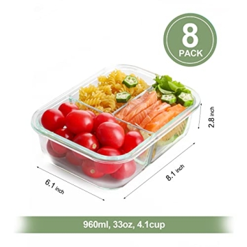 Bayco Glass Meal Prep Containers Airtight BPA-Free Leak Proof