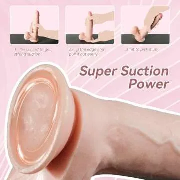 1.77'' Diameter Huge Dildo with Small Glans Black Dildo for Women, 8.6'' Safe PVC Material Anal Big Thick Dildo with Strong Suction Cup Adult G-spot Penis for Male Female Adult Toys & Games