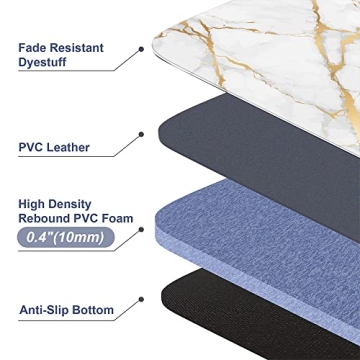 Mrcrypos Cushioned Gold White Kitchen Rugs Non-Slip Mats